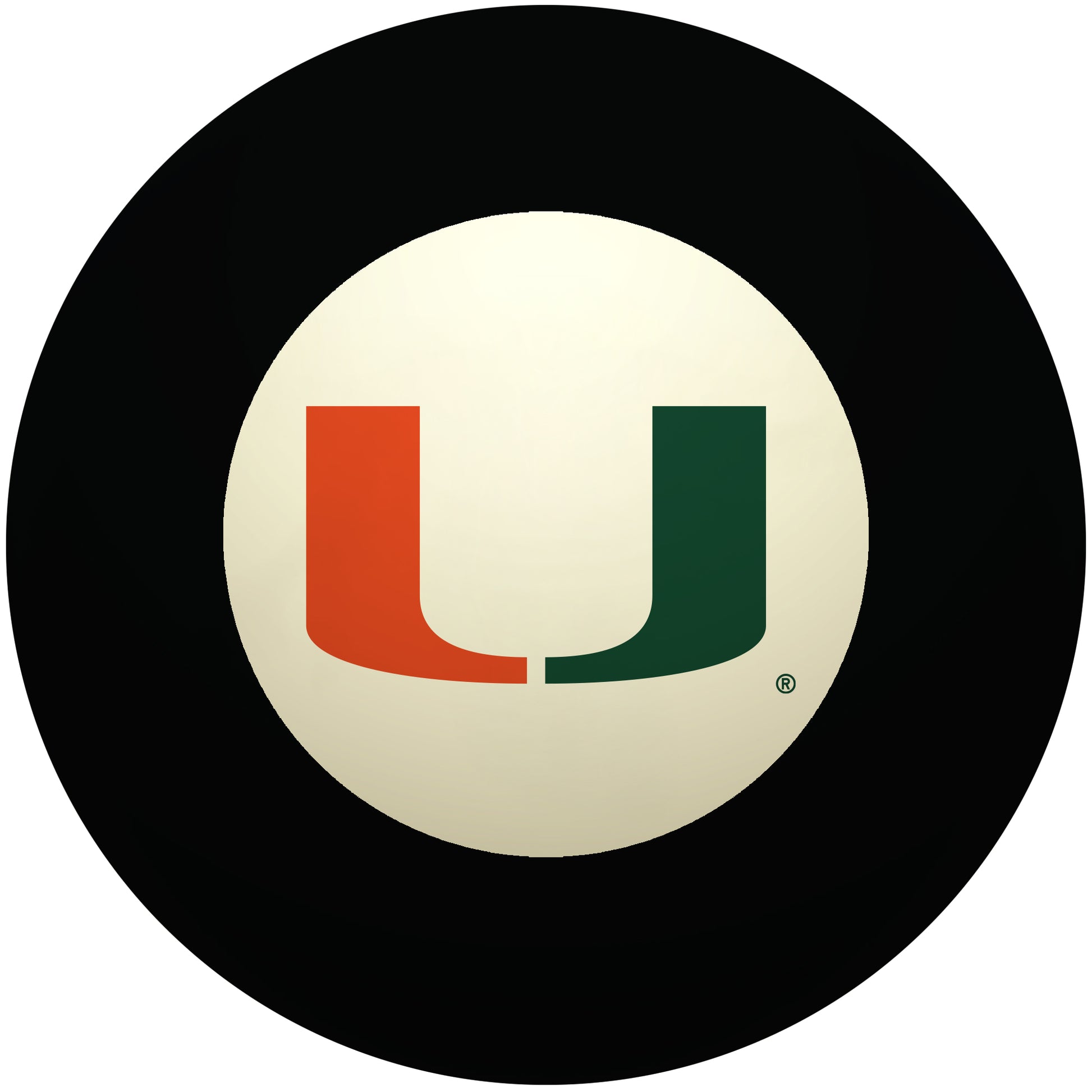 Buy Official Miami-Hurricanes-Pool-8-Ball Regulation Pool Table 8-Ball - Premium College Billiard Replacement Ball Front View