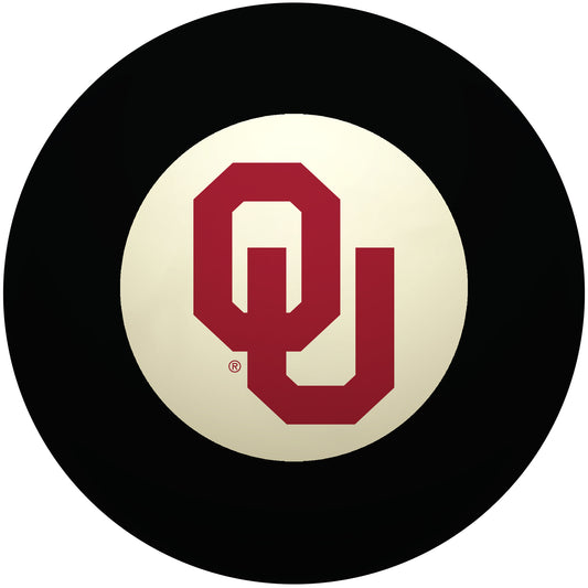 Buy Official Oklahoma-Sooners-Pool-8-Ball Regulation Pool Table 8-Ball - Premium College Billiard Replacement Ball Front View