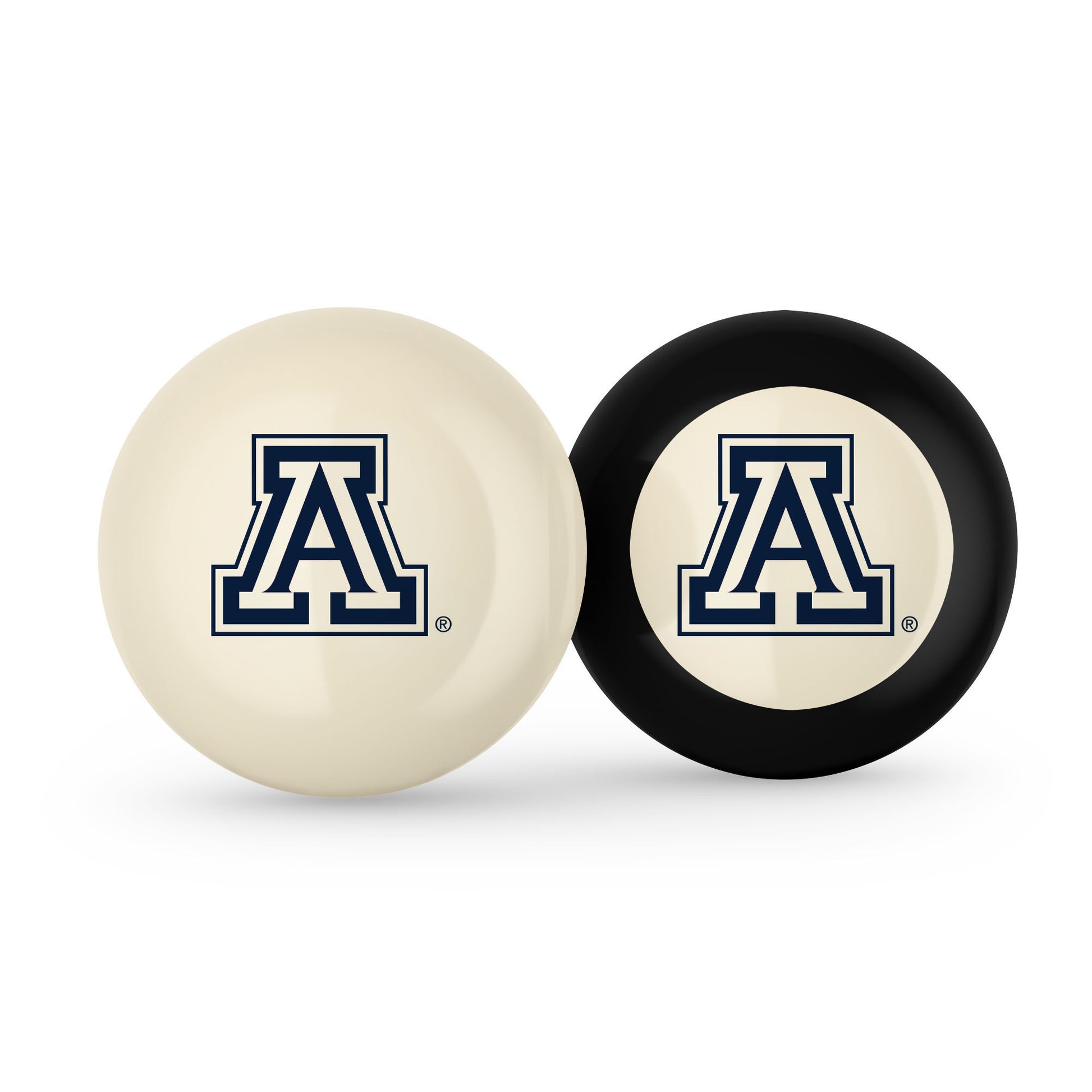 Buy Official Arizona-Wildcats-Pool-Cue-8-Ball-Set Regulation Pool Table Cue Ball and 8-Ball Combo Set - Premium Collegiate Billiards Pack Front View