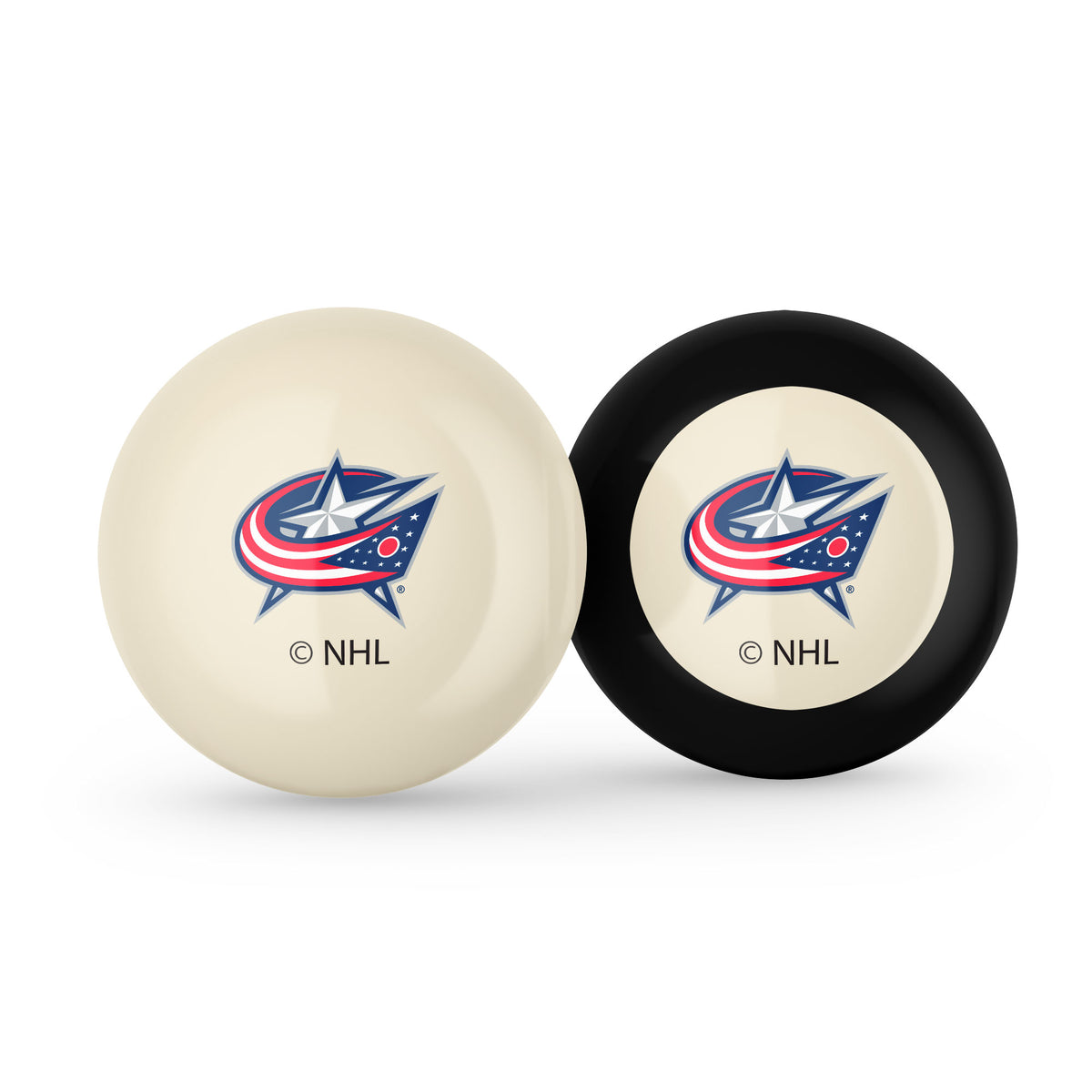 Columbus Blue Jackets NHL cue ball and 8-ball combo set with team logos