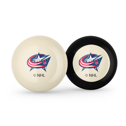 Columbus Blue Jackets NHL cue ball and 8-ball combo set with team logos