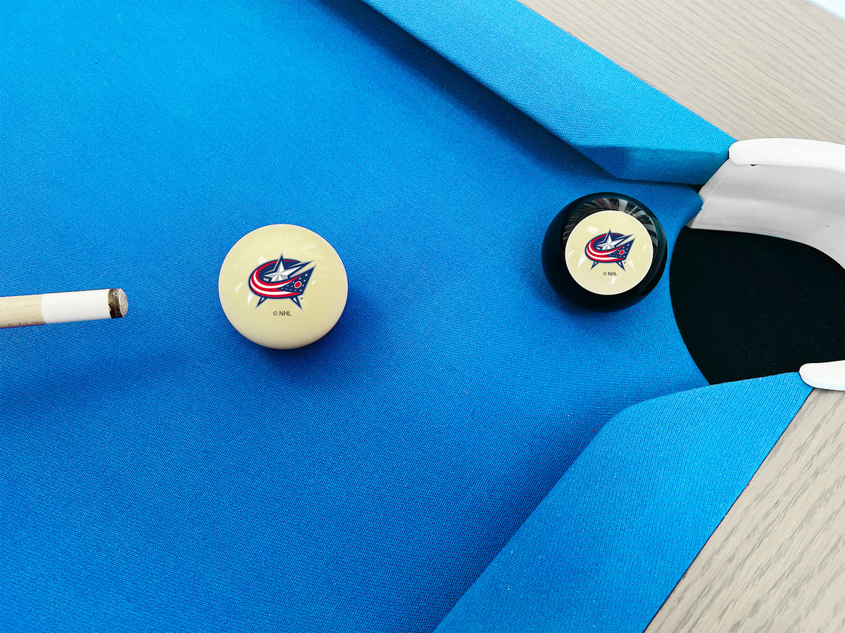 Columbus Blue Jackets NHL cue ball and 8-ball combo set - lifestyle photo