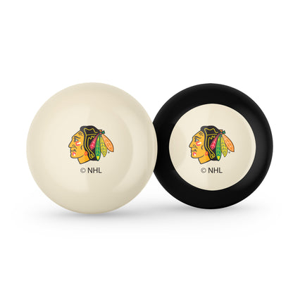 Chicago Blackhawks NHL cue ball and 8-ball combo set with team logos