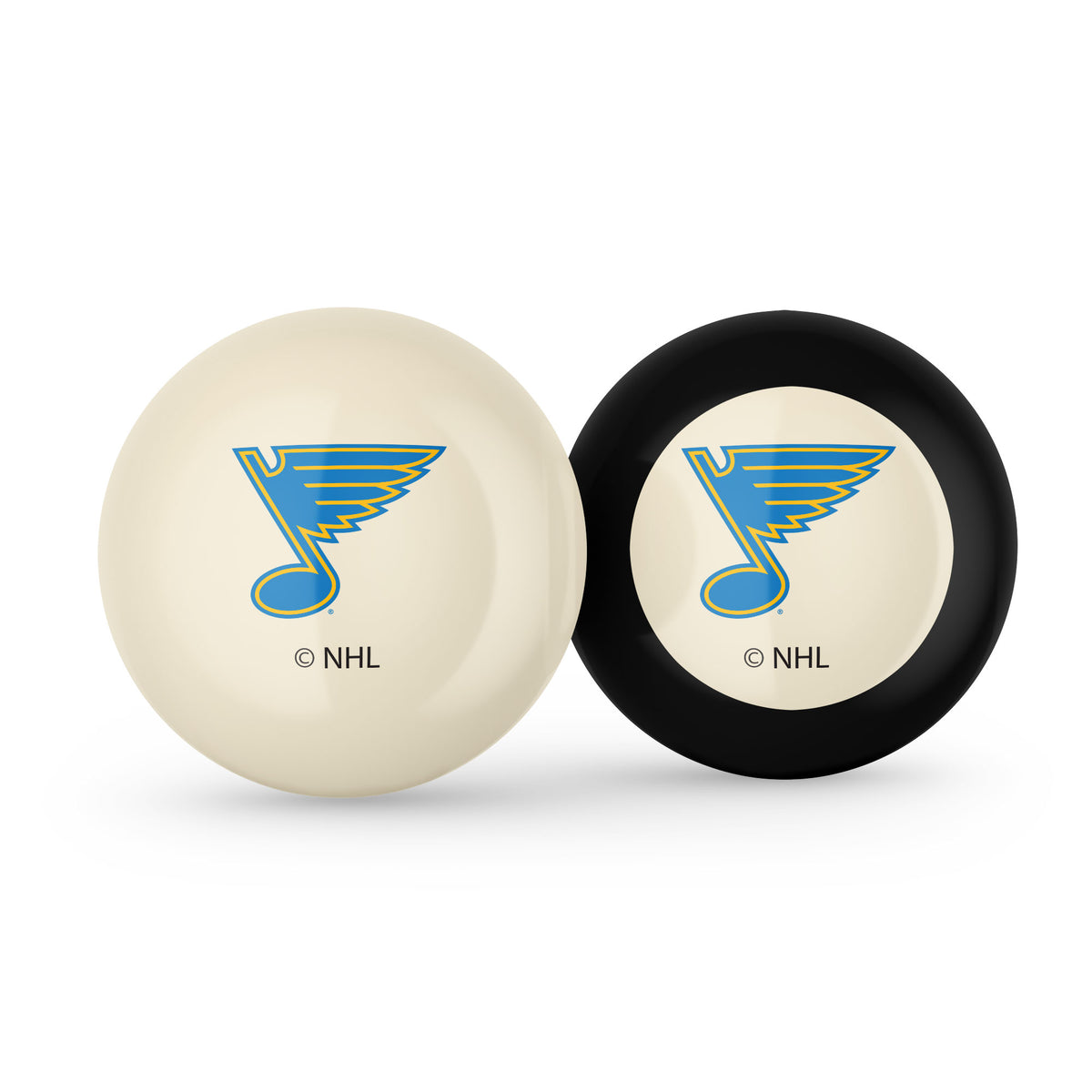 St. Louis Blues NHL cue ball and 8-ball combo set with team logos