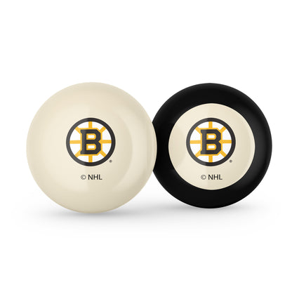Boston Bruins NHL cue ball and 8-ball combo set with team logos