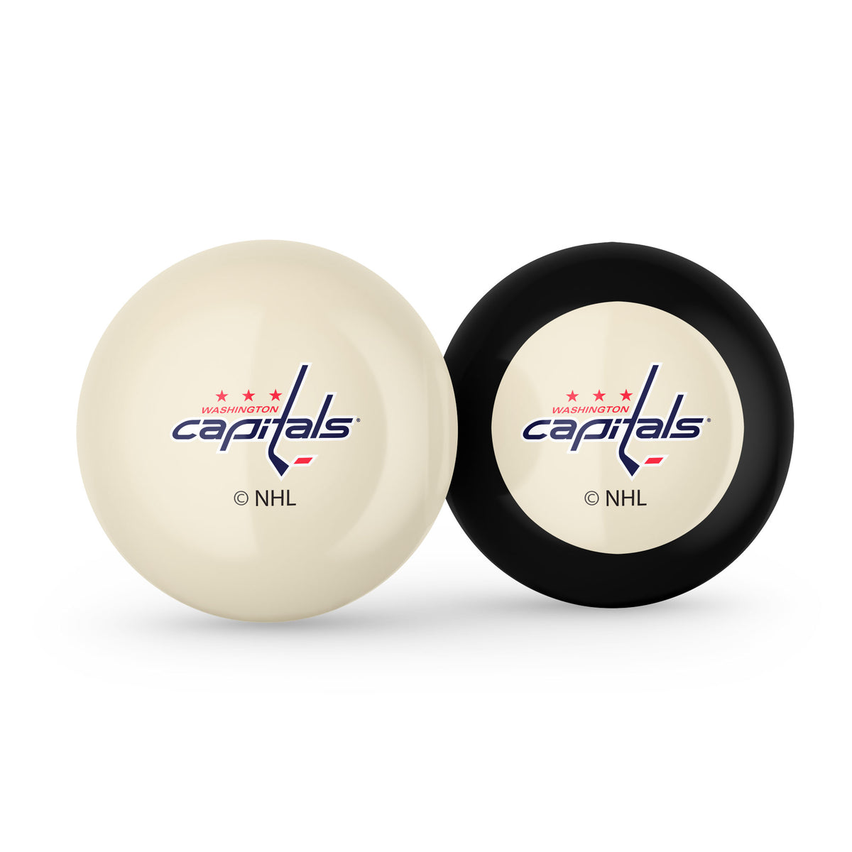 Washington Capitals NHL cue ball and 8-ball combo set with team logos