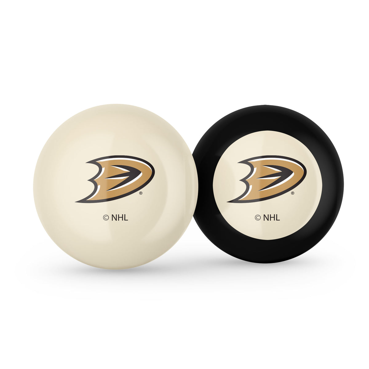 Anaheim Ducks NHL cue ball and 8-ball combo set with team logos