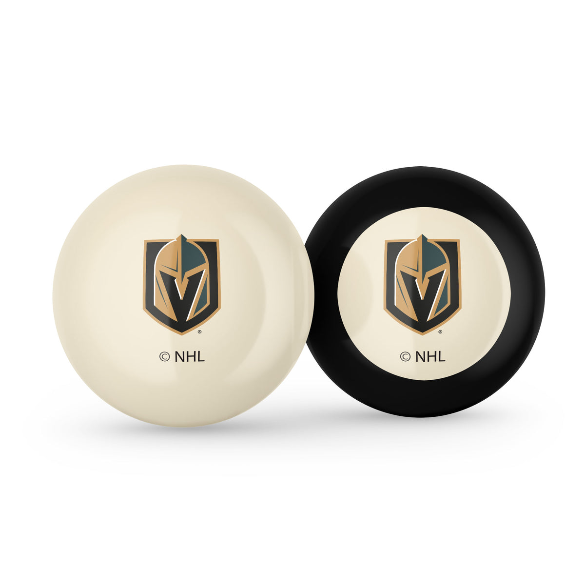 Vegas Golden Knights NHL cue ball and 8-ball combo set with team logos