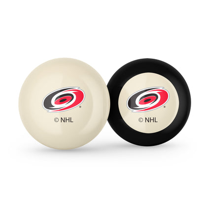 Carolina Hurricanes NHL cue ball and 8-ball combo set with team logos