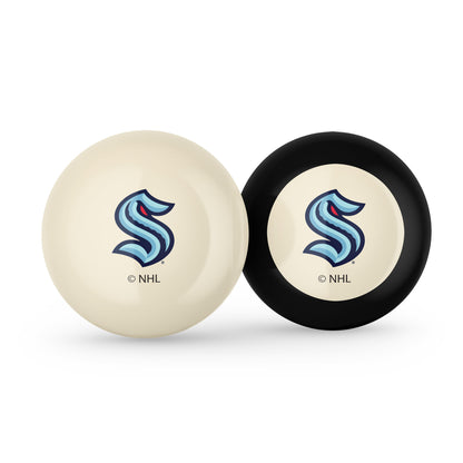 Seattle Kraken NHL cue ball and 8-ball combo set with team logos