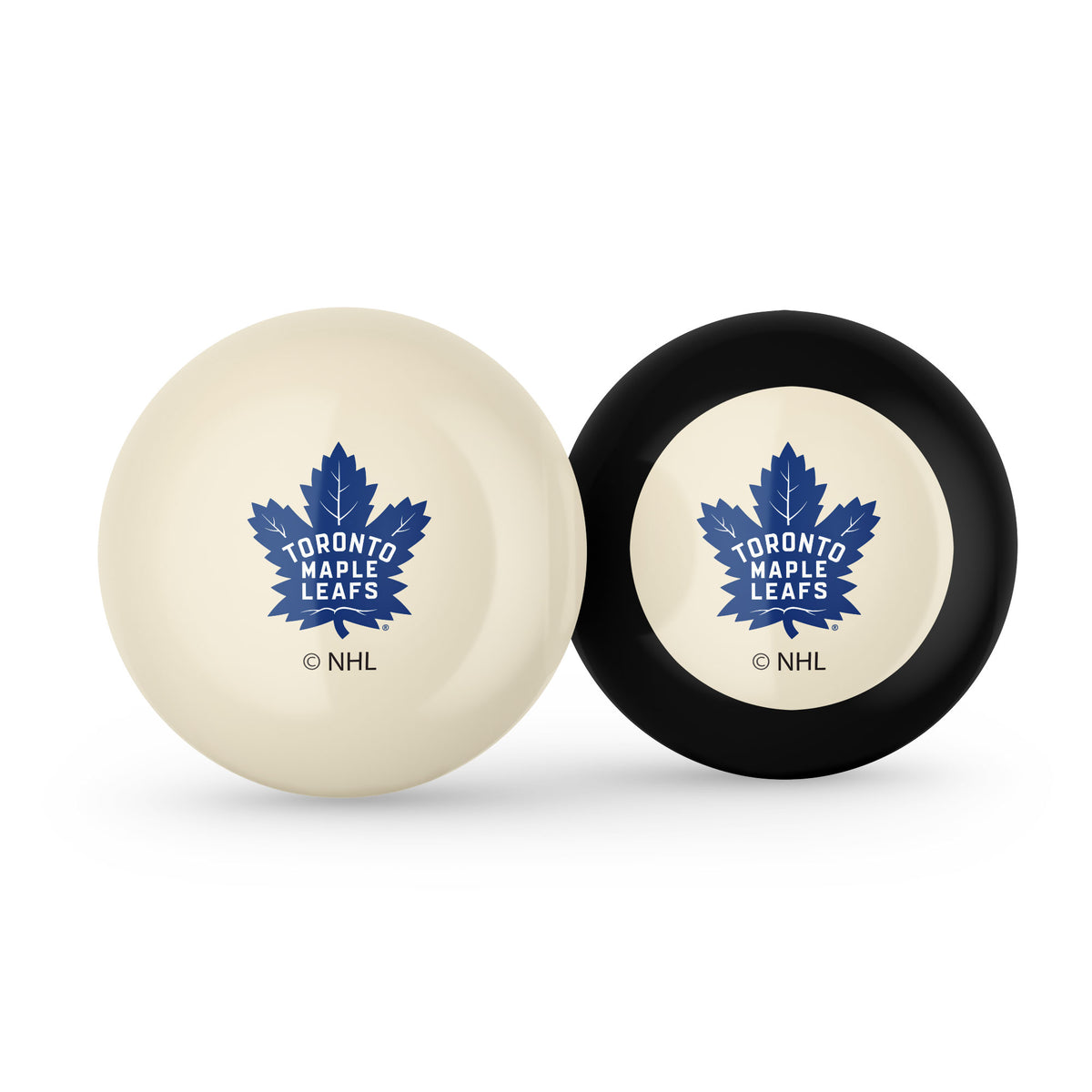 Toronto Maple Leafs NHL cue ball and 8-ball combo set with team logos