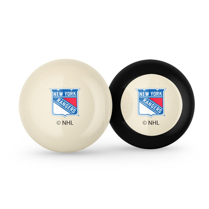New York Rangers NHL cue ball and 8-ball combo set with team logos
