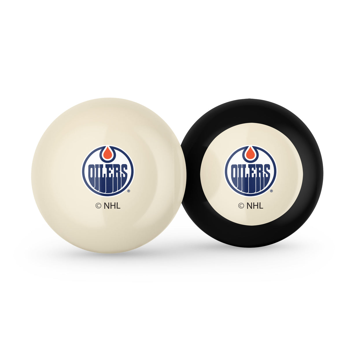 Edmonton Oilers NHL cue ball and 8-ball combo set with team logos