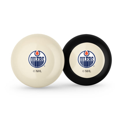 Edmonton Oilers NHL cue ball and 8-ball combo set with team logos