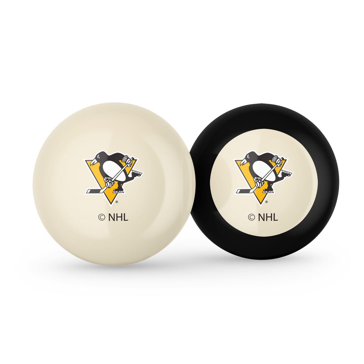 Pittsburgh Penguins NHL cue ball and 8-ball combo set with team logos