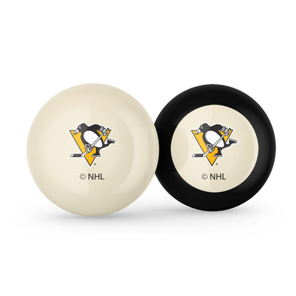 Pittsburgh Penguins NHL cue ball and 8-ball combo set with team logos