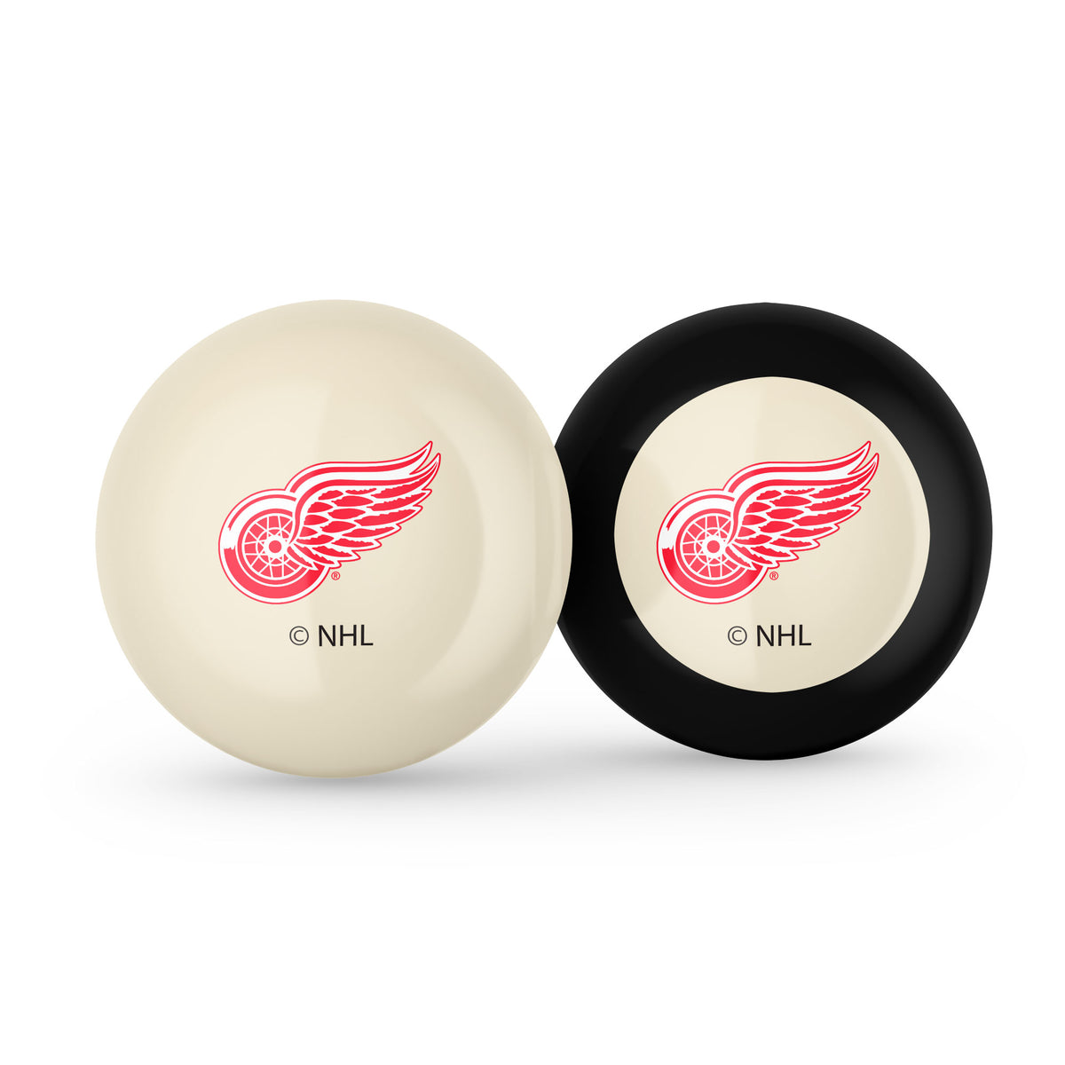 Detroit Red Wings NHL cue ball and 8-ball combo set with team logos