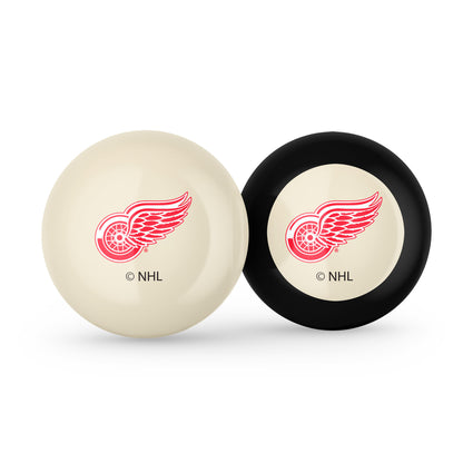 Detroit Red Wings NHL cue ball and 8-ball combo set with team logos