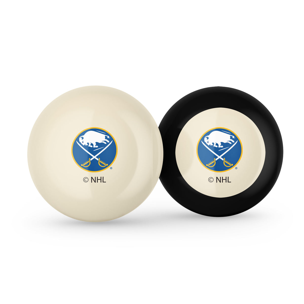 Buffalo Sabres NHL cue ball and 8-ball combo set with team logos