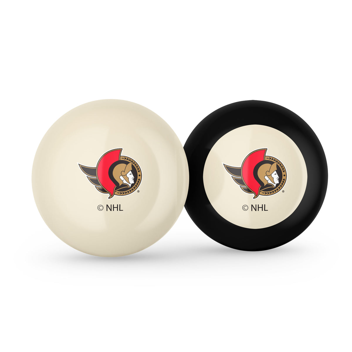 Ottawa Senators NHL cue ball and 8-ball combo set with team logos