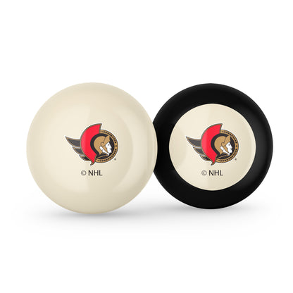 Ottawa Senators NHL cue ball and 8-ball combo set with team logos