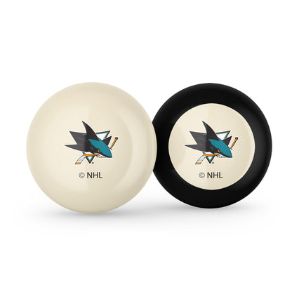 San Jose Sharks NHL cue ball and 8-ball combo set with team logos