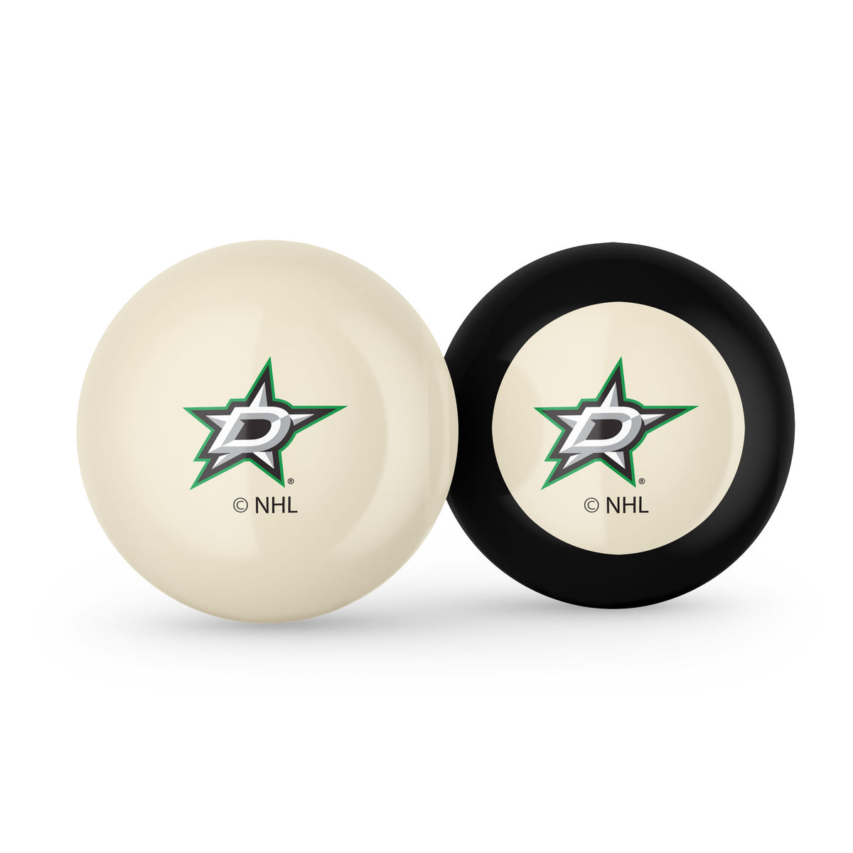 Dallas Stars NHL cue ball and 8-ball combo set with team logos