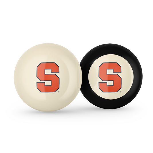 Buy Official Syracuse-Orange-Pool-Cue-8-Ball-Set Regulation Pool Table Cue Ball and 8-Ball Combo Set - Premium Collegiate Billiards Pack Front View
