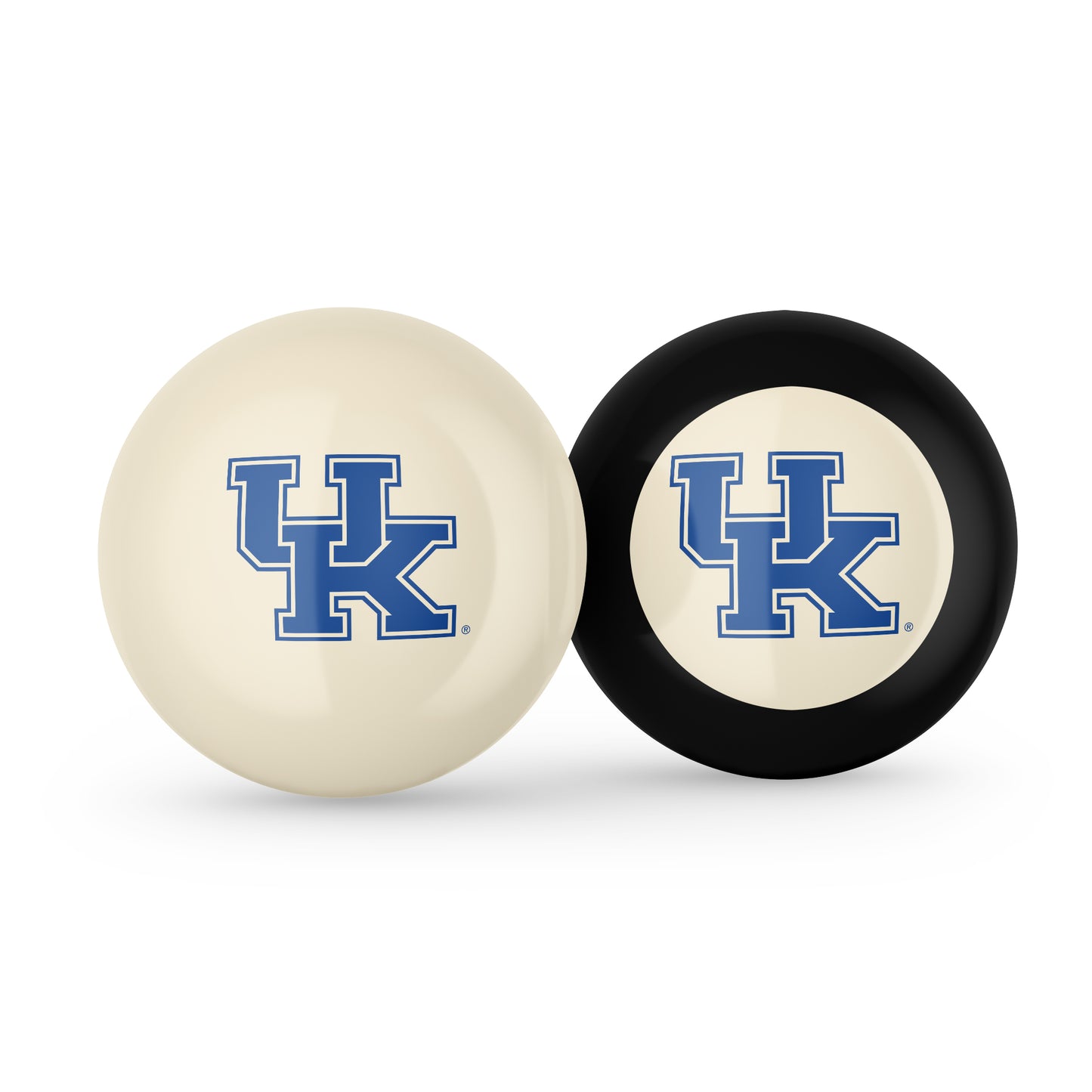 Buy Official Kentucky-Wildcats-Pool-Cue-8-Ball-Set Regulation Pool Table Cue Ball and 8-Ball Combo Set - Premium Collegiate Billiards Pack Front View