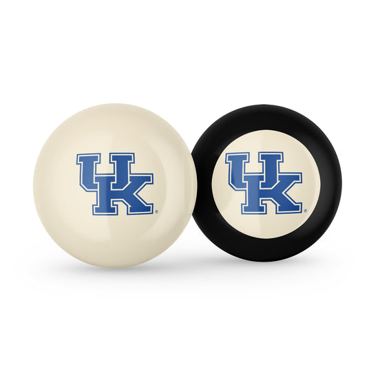 Buy Official Kentucky-Wildcats-Pool-Cue-8-Ball-Set Regulation Pool Table Cue Ball and 8-Ball Combo Set - Premium Collegiate Billiards Pack Front View