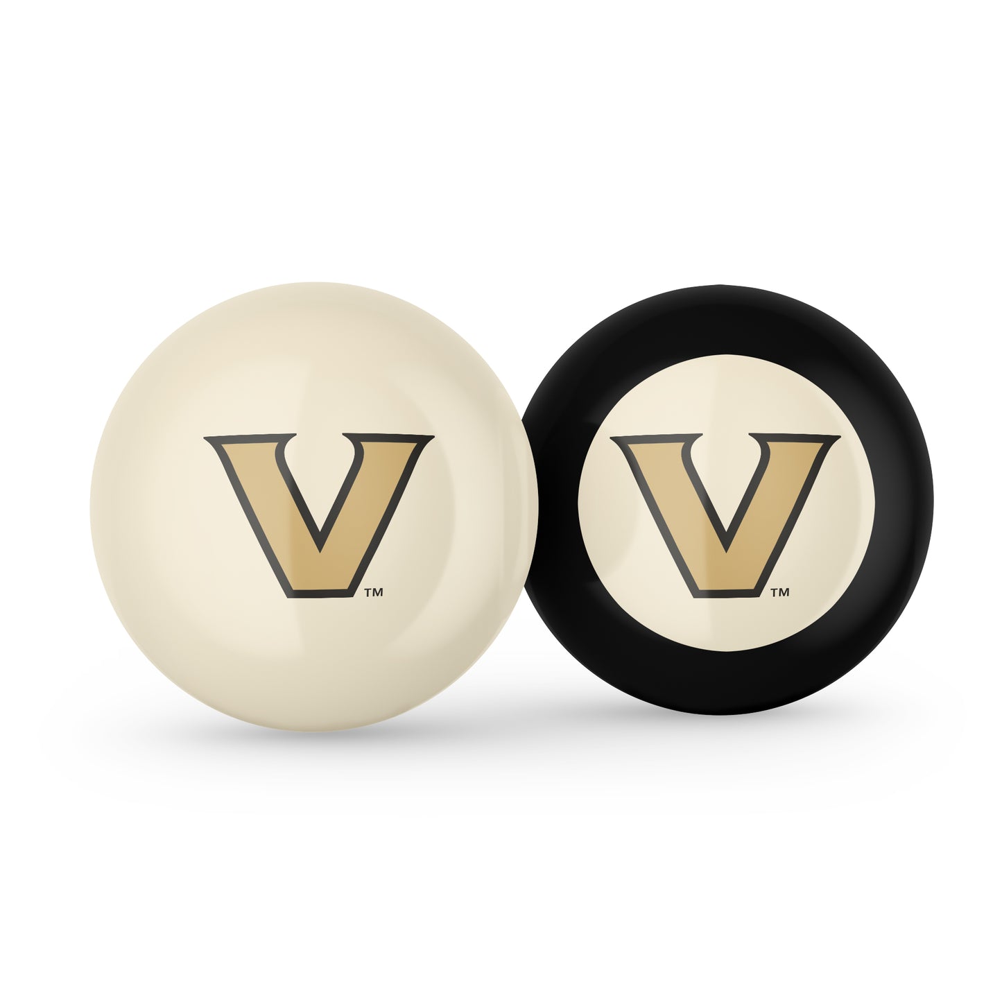 Buy Official Vanderbilt-Commodores-Pool-Cue-8-Ball-Set Regulation Pool Table Cue Ball and 8-Ball Combo Set - Premium Collegiate Billiards Pack Front View