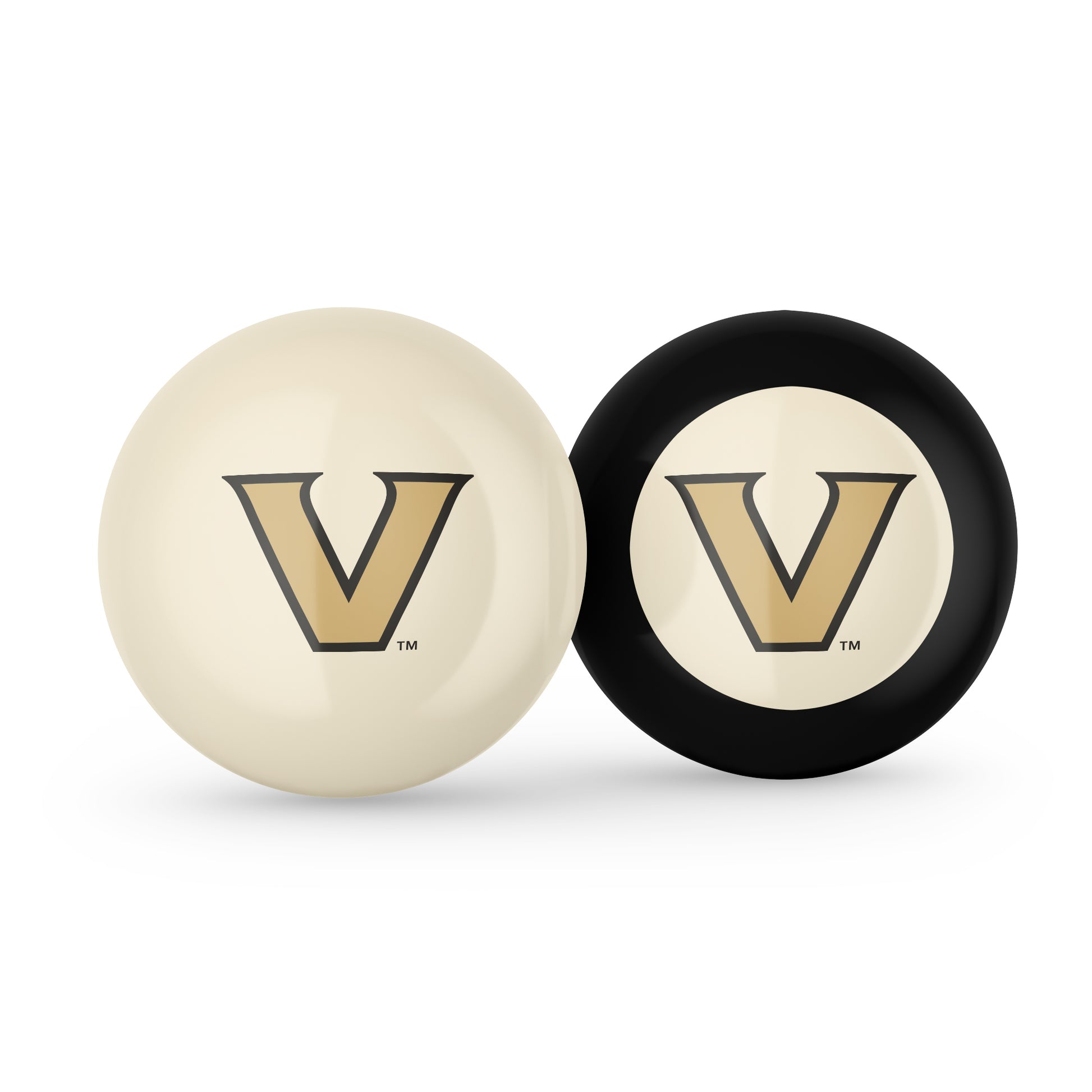 Buy Official Vanderbilt-Commodores-Pool-Cue-8-Ball-Set Regulation Pool Table Cue Ball and 8-Ball Combo Set - Premium Collegiate Billiards Pack Front View