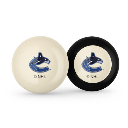 Vancouver Canucks NHL cue ball and 8-ball combo set with team logos