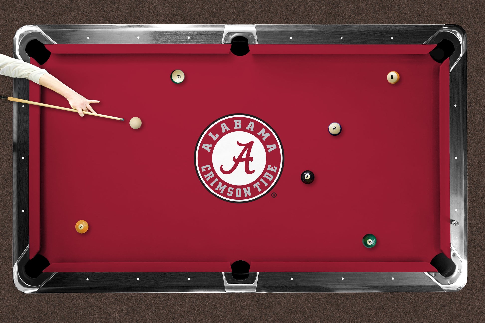 Alabama Crimson Tide Custom Pool Table Replacement Felt Lifestyle
