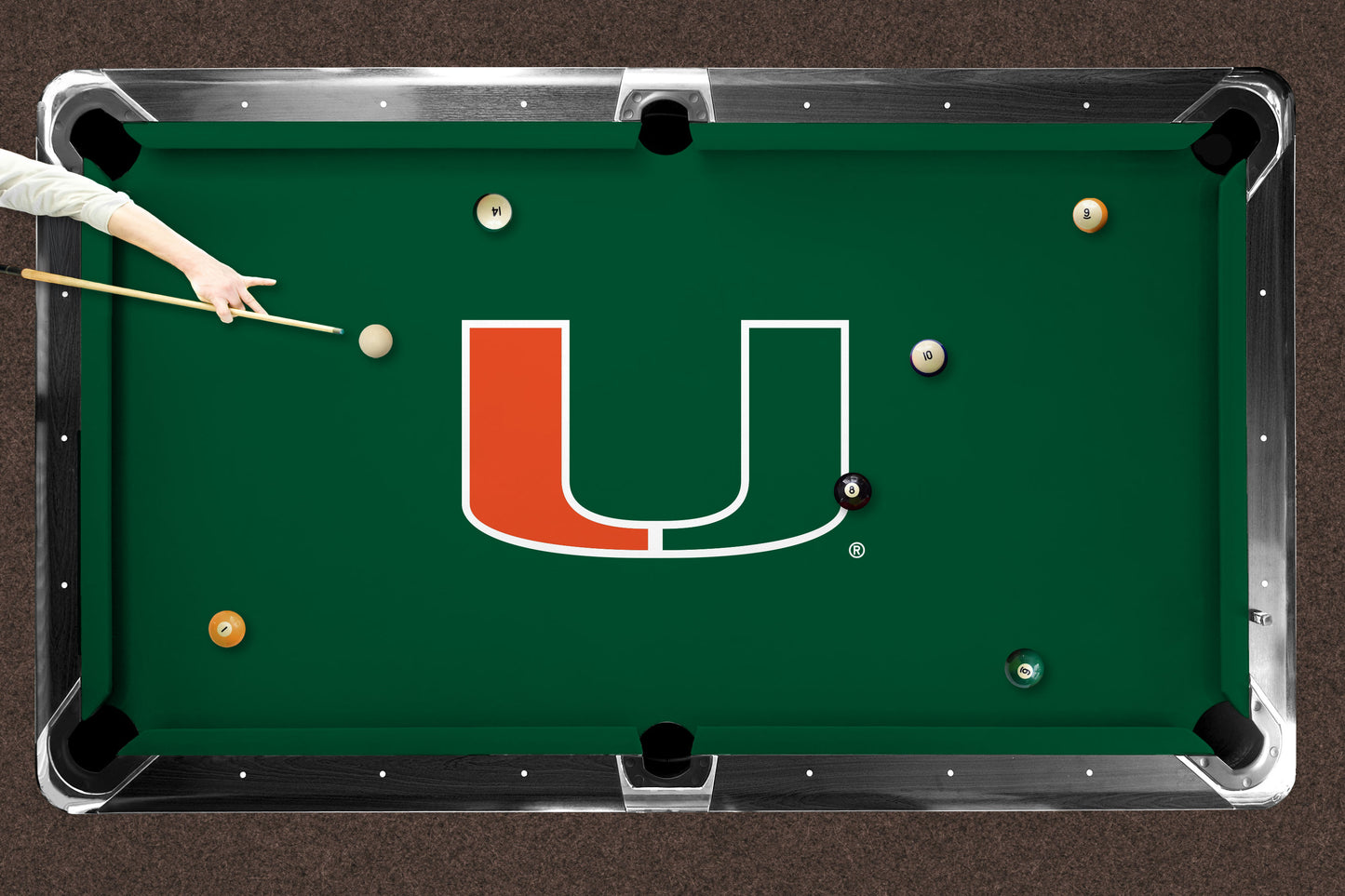 Miami Hurricanes Custom Pool Table Replacement Felt Lifestyle