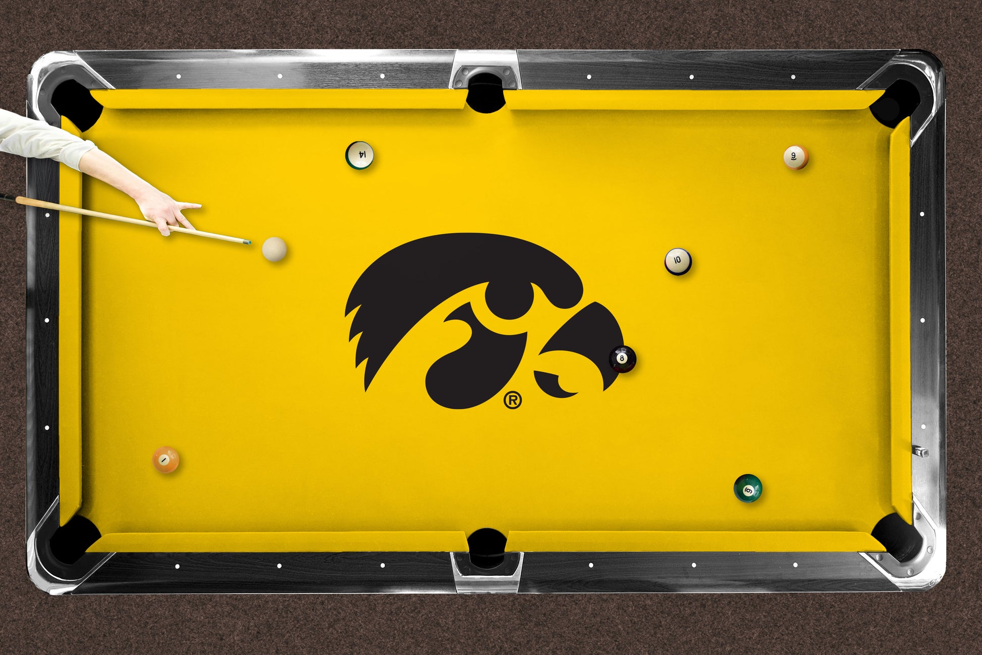 Iowa Hawkeyes Custom Pool Table Replacement Felt Lifestyle