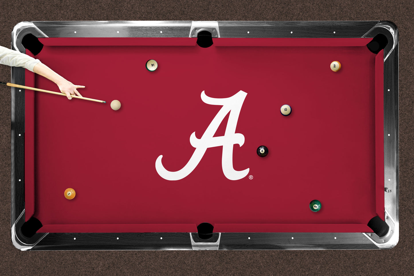 Alabama Crimson Tide Custom Pool Table Replacement Felt ALT Logo LIFESTYLE