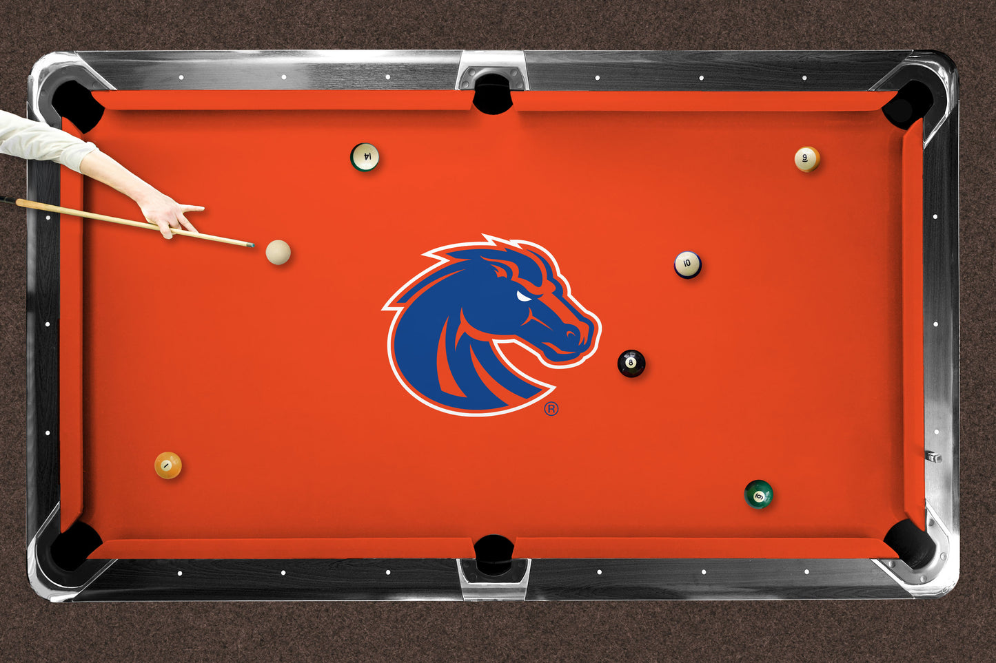 Boise State Broncos Custom Pool Table Replacement Felt ALT Logo LIFESTYLE