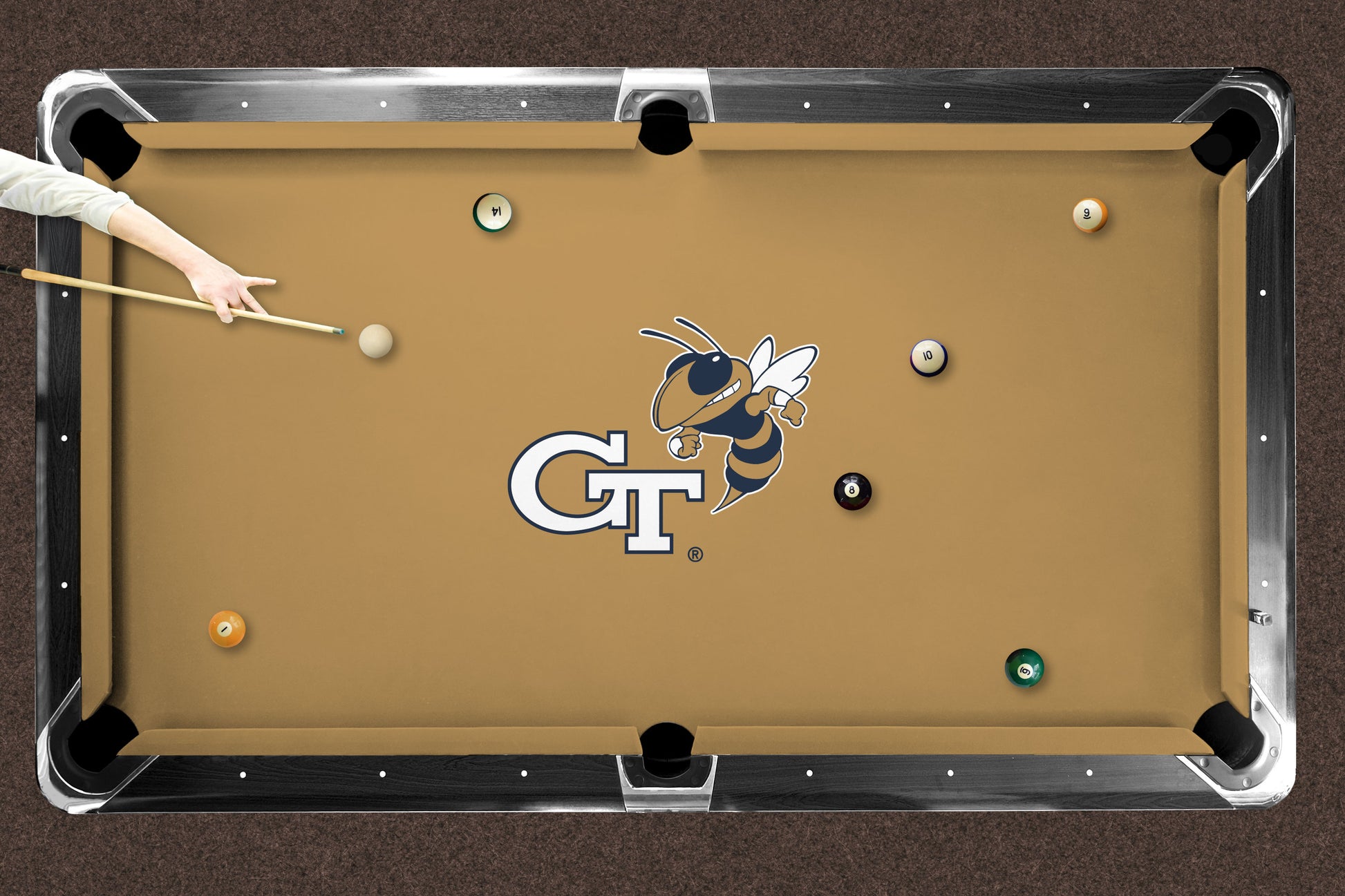 Georgia Tech Yellow Jackets Custom Pool Table Replacement Felt ALT Logo LIFESTYLE