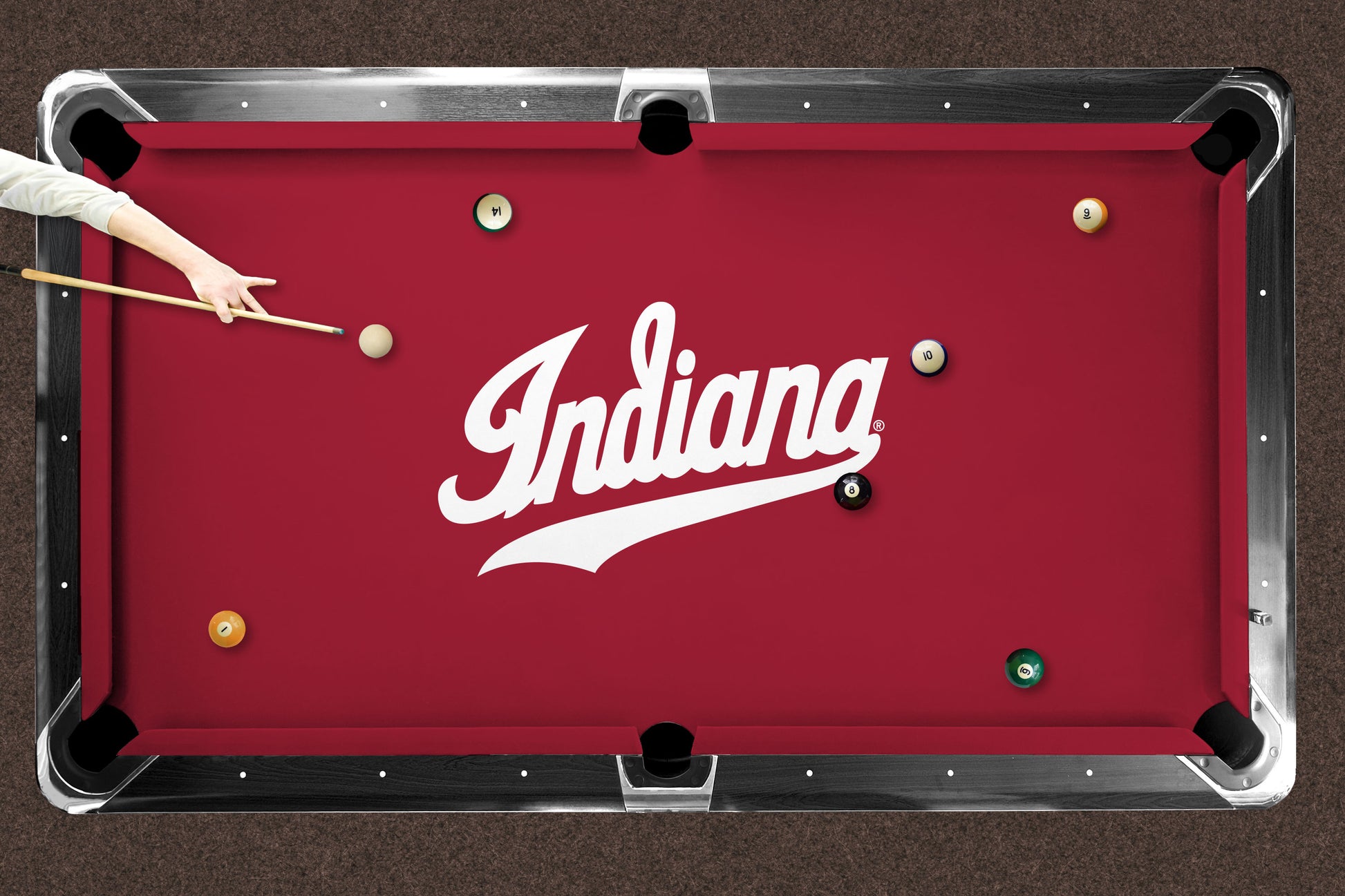 Indiana Hoosiers Custom Pool Table Replacement Felt ALT Logo LIFESTYLE