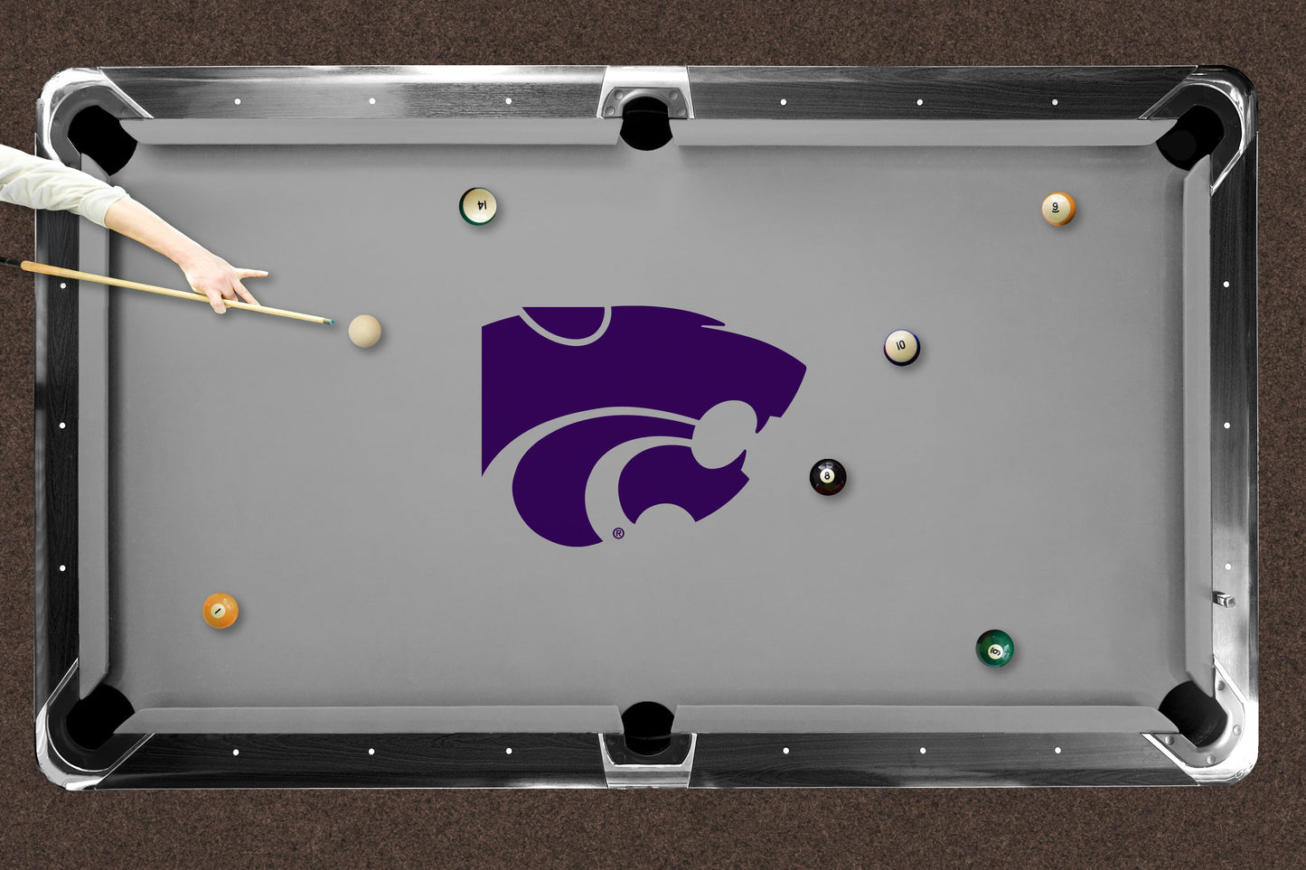 Kansas State Wildcats Custom Pool Table Replacement Felt ALT Logo LIFESTYLE