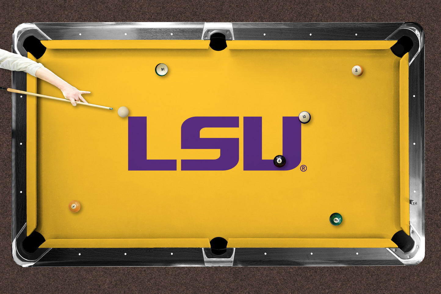 LSU Tigers Custom Pool Table Replacement Felt ALT Logo LIFESTYLE