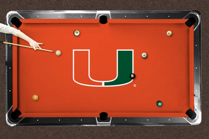 Miami Hurricanes Custom Pool Table Replacement Felt ALT Logo LIFESTYLE