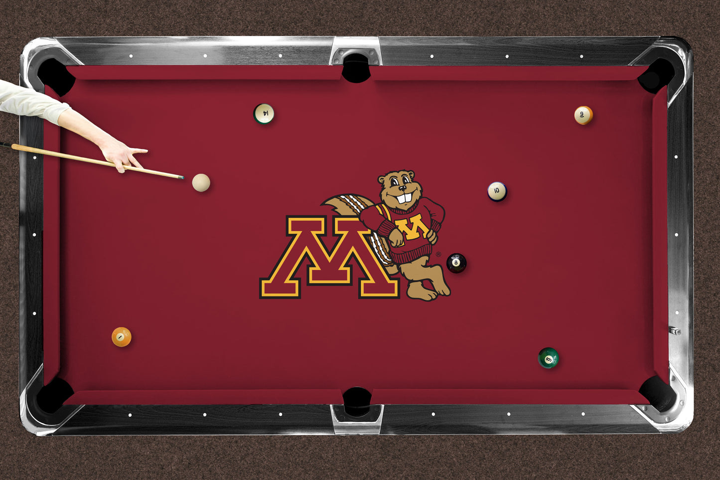 Minnesota Golden Gophers Custom Pool Table Replacement Felt ALT Logo LIFESTYLE