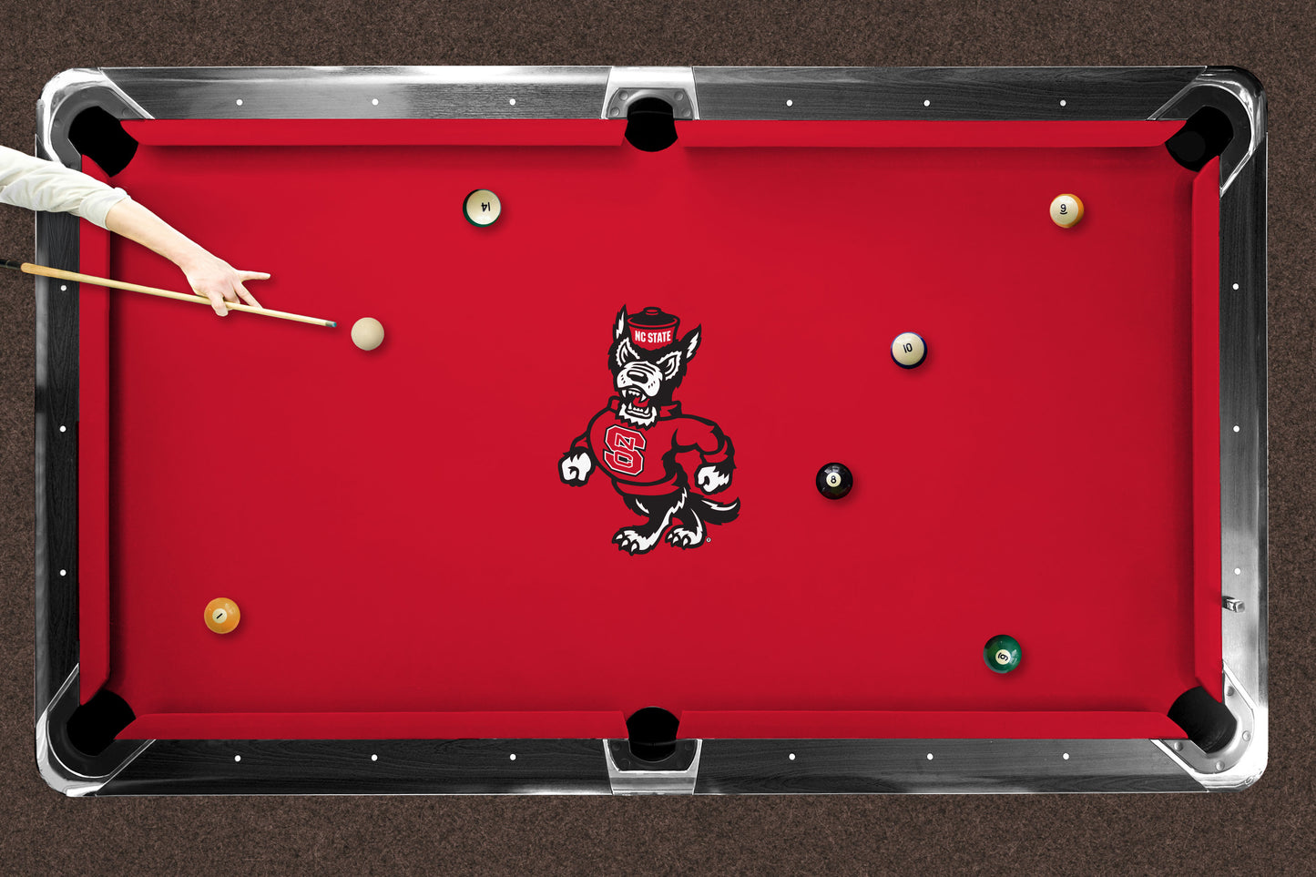 NC State Wolfpack Custom Pool Table Replacement Felt ALT Logo LIFESTYLE