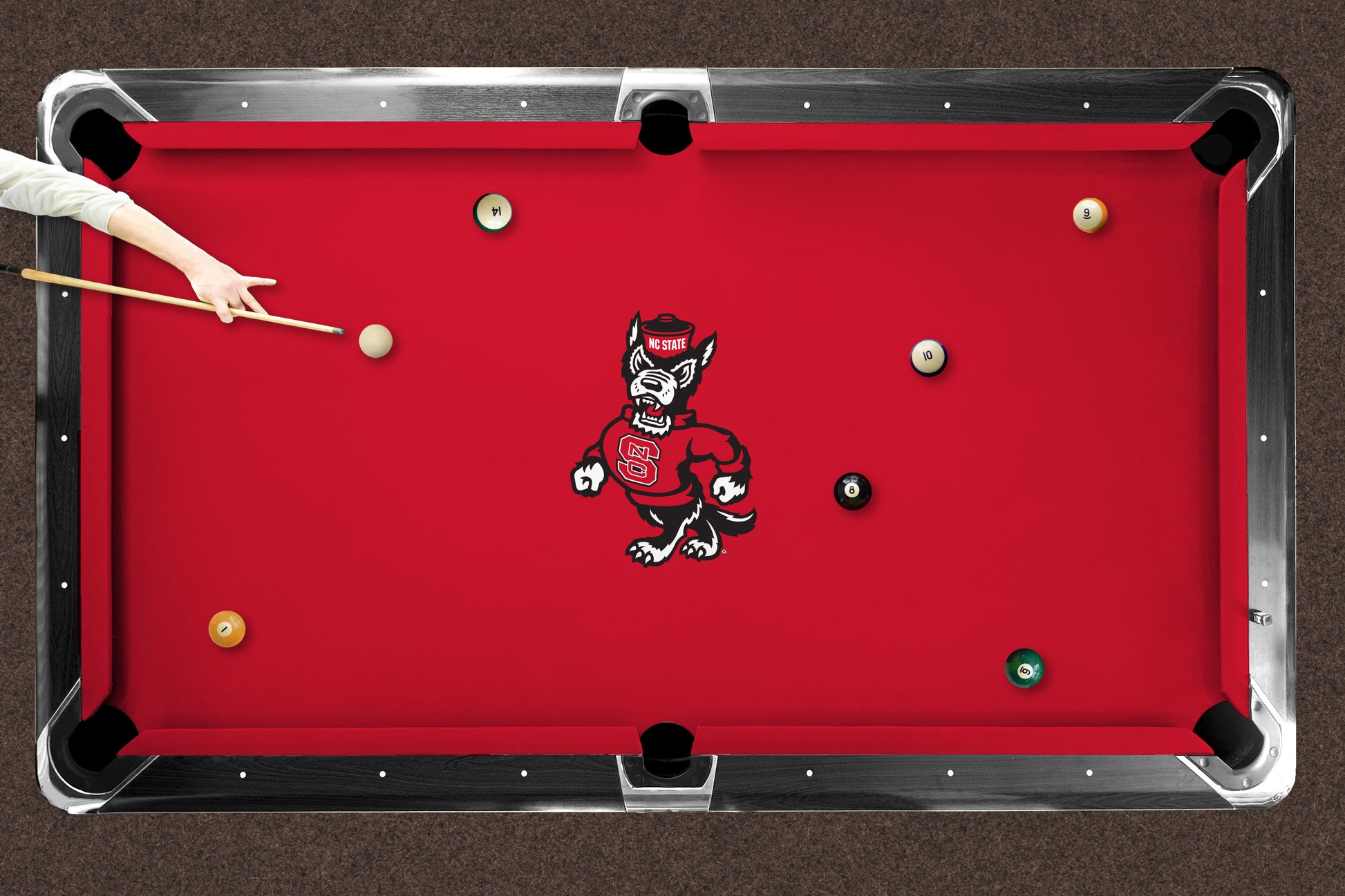 NC State Wolfpack Custom Pool Table Replacement Felt ALT Logo LIFESTYLE