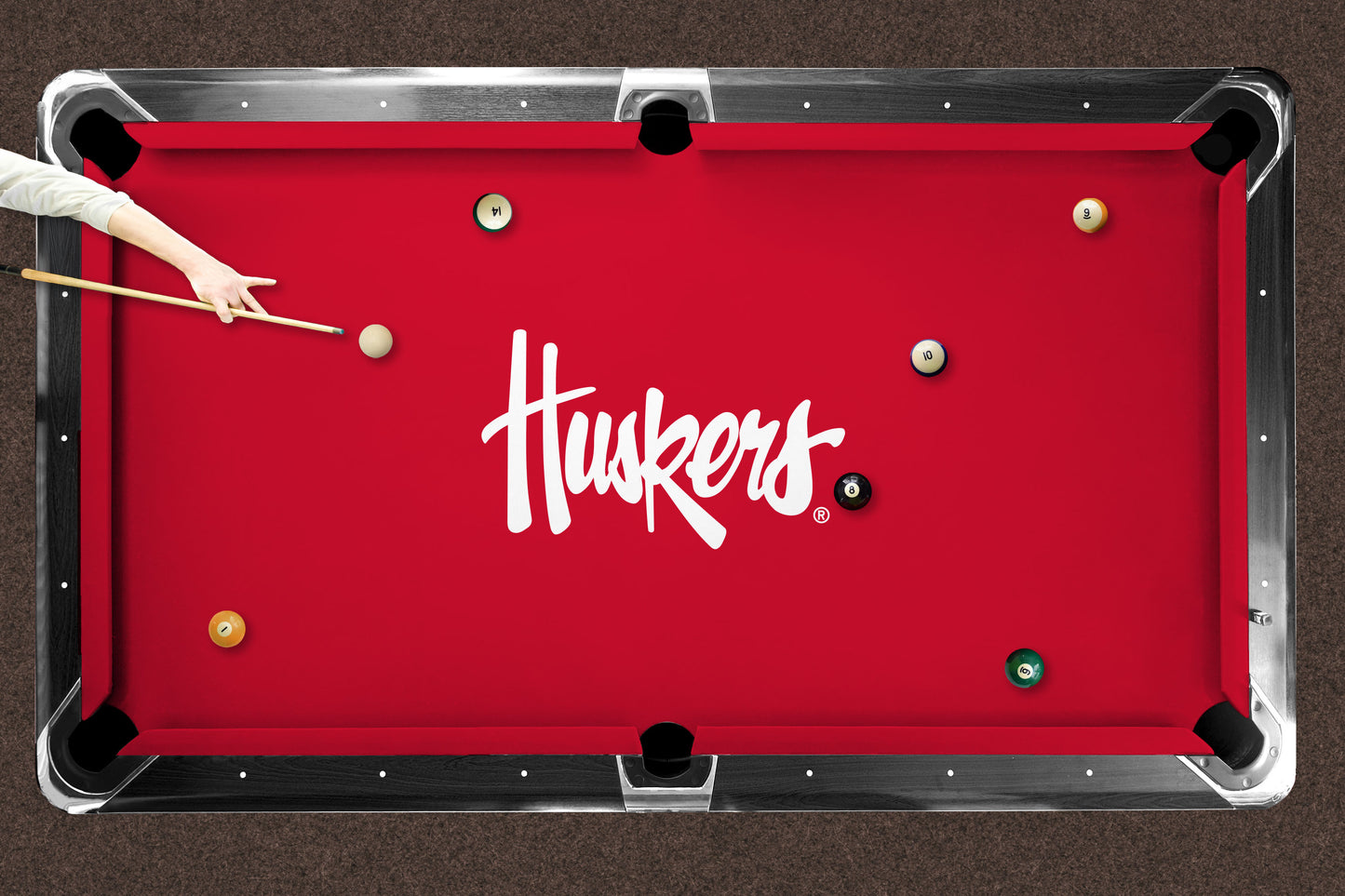 Nebraska Cornhuskers Custom Pool Table Replacement Felt ALT Logo LIFESTYLE