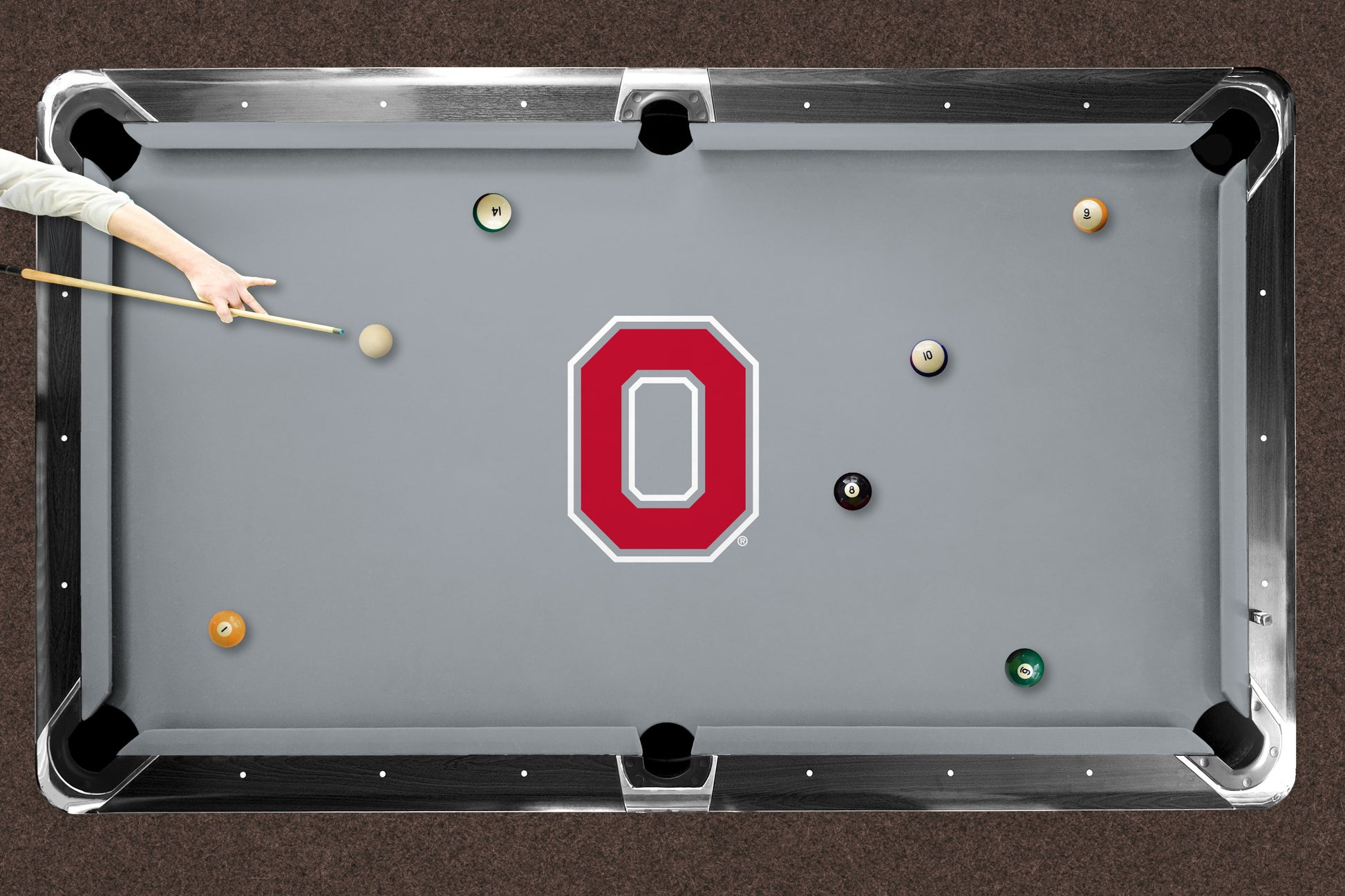 Ohio State Buckeyes Custom Pool Table Replacement Felt ALT Logo LIFESTYLE