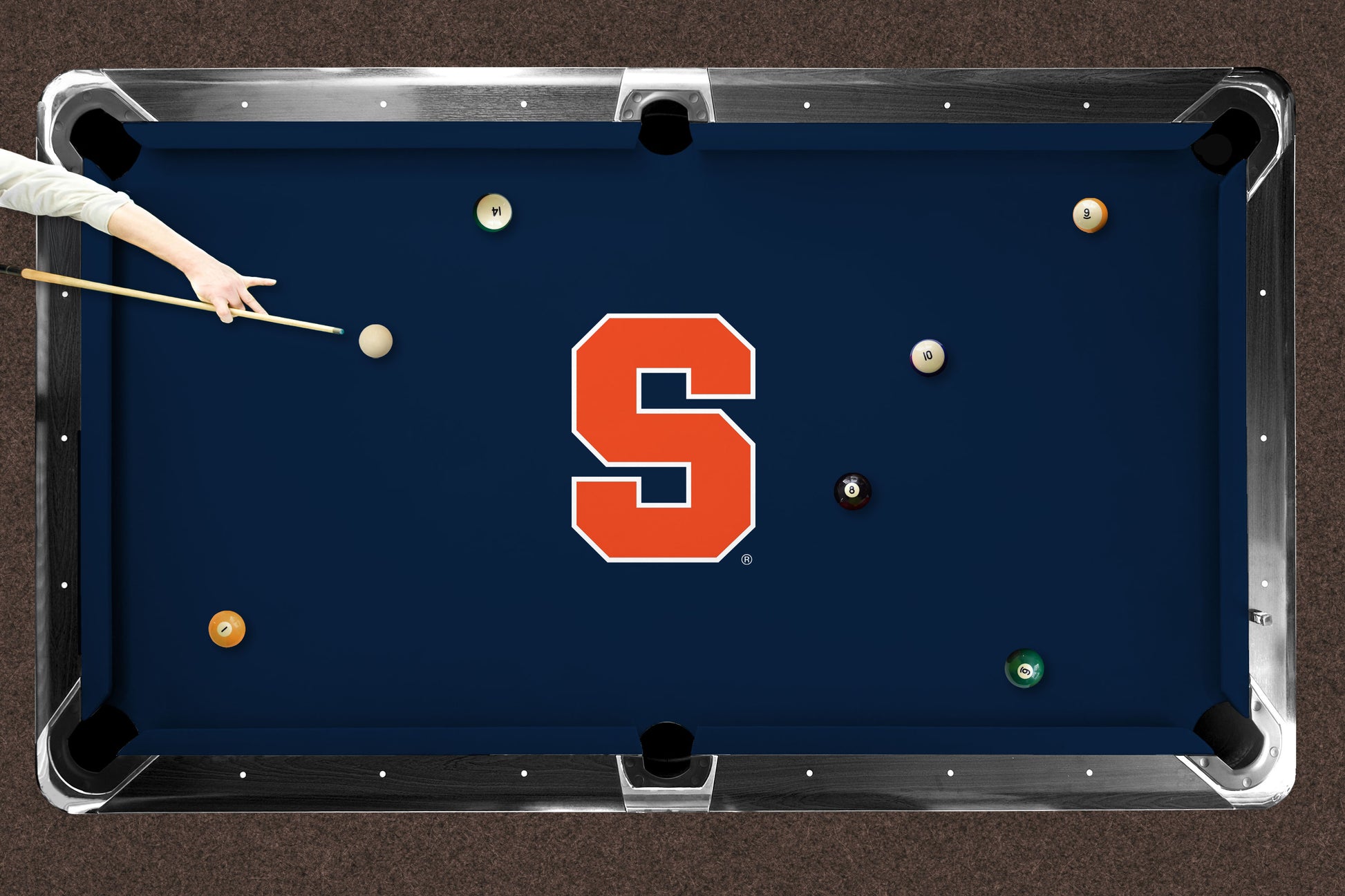 Syracuse Orange Custom Pool Table Replacement Felt ALT Logo LIFESTYLE