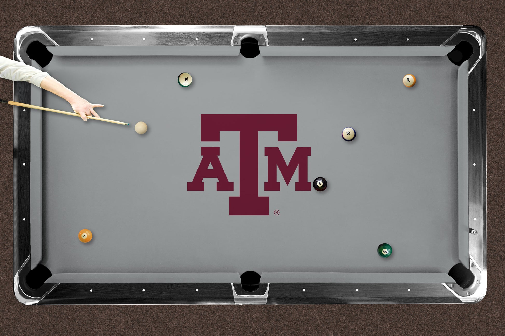 Texas A&M Aggies Custom Pool Table Replacement Felt ALT Logo LIFESTYLE
